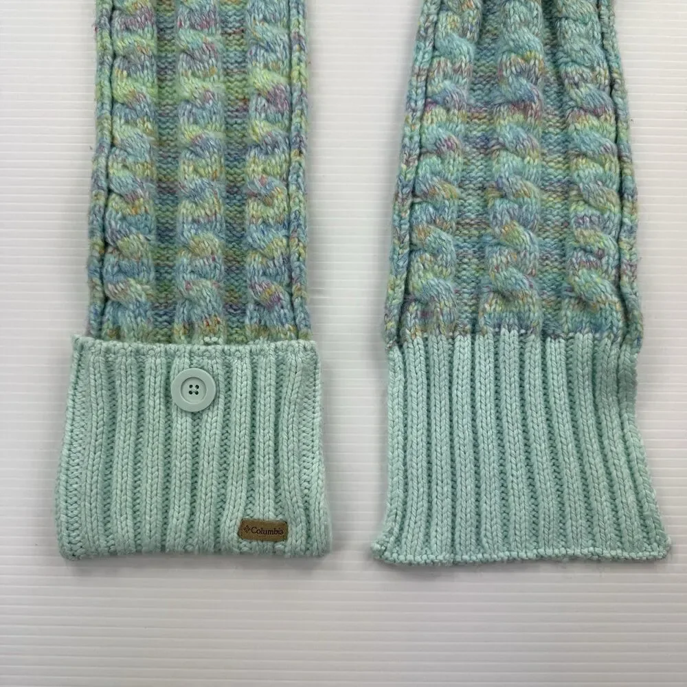 Columbia Chunky Knit Button Scarf Cottagecore Coastal Cabincore Indie Boho